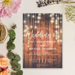 Rustikale Holzwinger-Hochzeit Einladung