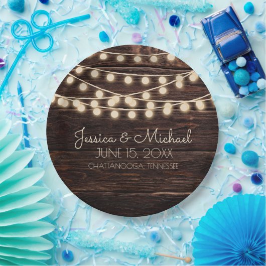 Rustikale Holzwinger-Hochzeit Pappteller (Party)