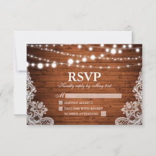 Rustikale Holzwinger-Hochzeit RSVP Karte