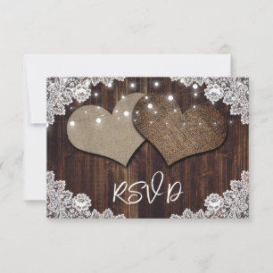 Rustikale Holzwinger-Hochzeit RSVP Karte