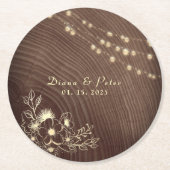 Rustikale Holzwinger-Hochzeit Runder Pappuntersetzer (Vorderseite)