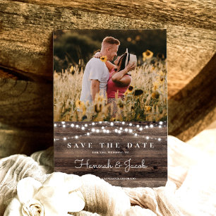 Rustikale Holzwinger-Hochzeit Save The Date