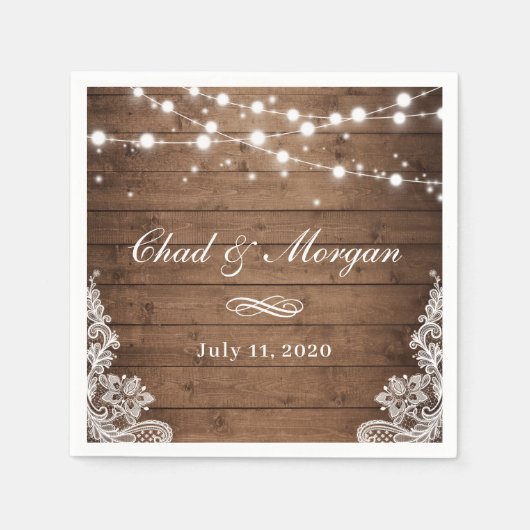 Rustikale Holzwinger-Hochzeit Serviette (Vorderseite)