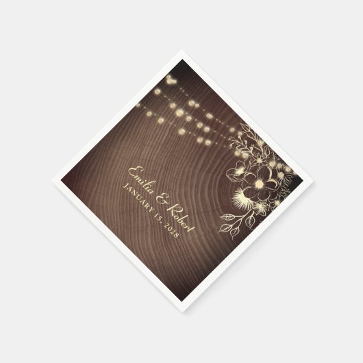 Rustikale Holzwinger-Hochzeit Serviette (Ecke)