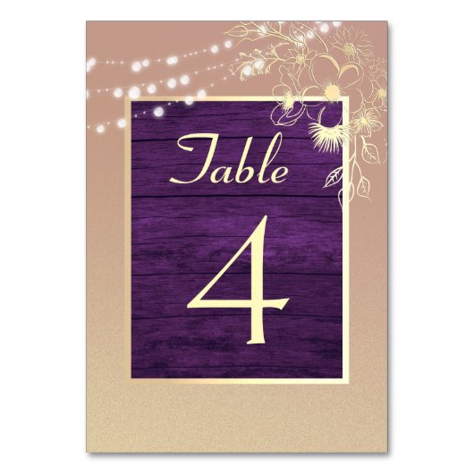 Rustikale Holzwinger-Hochzeit Tischnummer (Rückseite)