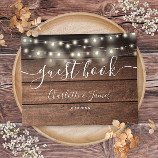 Rustikale Holzwinger-Lichter-Hochzeit Gästebuch