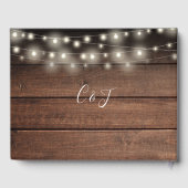 Rustikale Holzwinger-Lichter-Hochzeit Gästebuch (Rückseite)