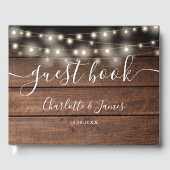 Rustikale Holzwinger-Lichter-Hochzeit Gästebuch (Vorderseite)
