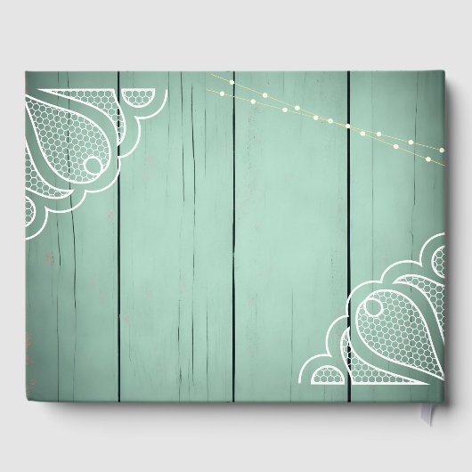 Rustikale Holzwolle-Fee-Lichter Hochzeit Gästebuch (Rückseite)