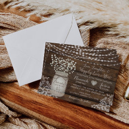 Rustikale Holzwolle Hochzeitseinladung, Mason Jar Einladung