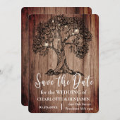 Rustikale Holzwolle und Streicheleichen Hochzeit Save The Date (Vorne/Hinten)