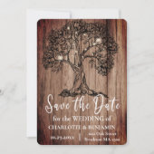 Rustikale Holzwolle und Streicheleichen Hochzeit Save The Date (Vorderseite)