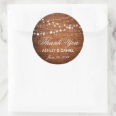 Rustikale Holzzeichenbeleuchtung Gastgeschenk Hoch Runder Aufkleber (Tasche)