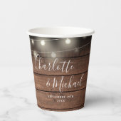 Rustikale Holzzeichenbeleuchtung Signature Script Pappbecher (Rückseite)