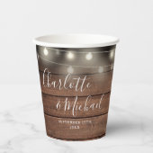 Rustikale Holzzeichenbeleuchtung Signature Script Pappbecher (Vorderseite)