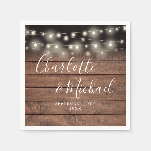 Rustikale Holzzeichenbeleuchtung Signature Script  Serviette (Vorderseite)