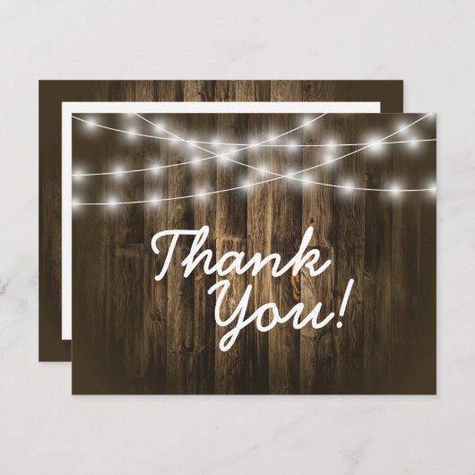 Rustikale Holzzeichenleuchten Dankeschön Karte (Vorne/Hinten)