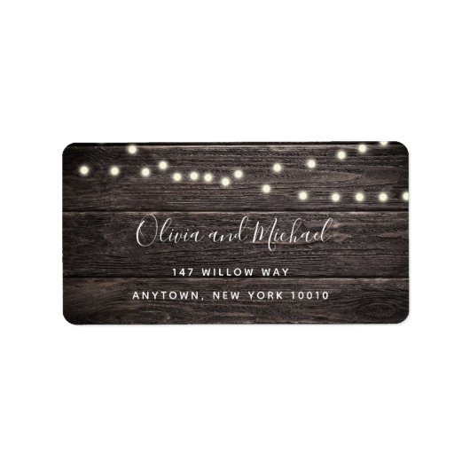 Rustikale Holzzeichenleuchten geben das Adressenla Adressaufkleber (Vorne)