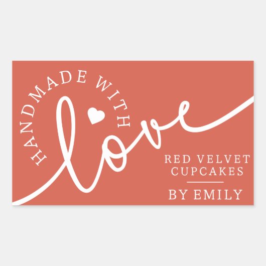 Rustikale Homemade mit Liebe Script Backwaren Rechteckiger Aufkleber (Vorderseite)