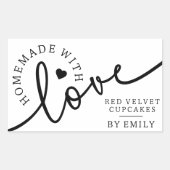 Rustikale Homemade mit Liebe Script Backwaren Rechteckiger Aufkleber (Vorderseite)