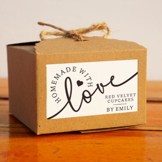 Rustikale Homemade mit Liebe Script Backwaren Rechteckiger Aufkleber