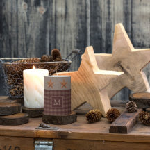 Rustikale Homespun Burlap Country Monogram Candle