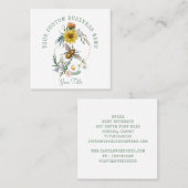 Rustikale Honey Bee Floral Quadratische Visitenkarte (Vorne/Hinten)