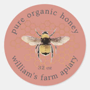 Rustikale Honeybee Apiary Gold Honeycomb TerraCott Runder Aufkleber