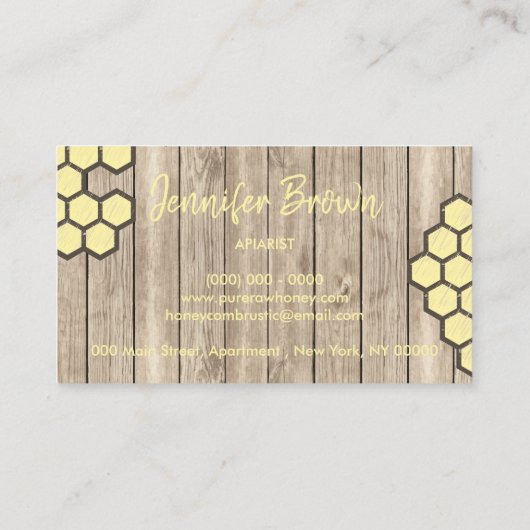 Rustikale Honeycomb Rure Raw Apiary Visitenkarte (Rückseite)