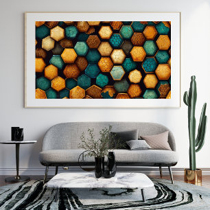 Rustikale Honeycomb Textured Abstrakt Art Poster