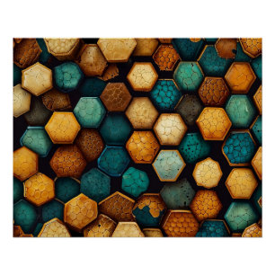 Rustikale Honeycomb Textured Abstrakt Art Poster