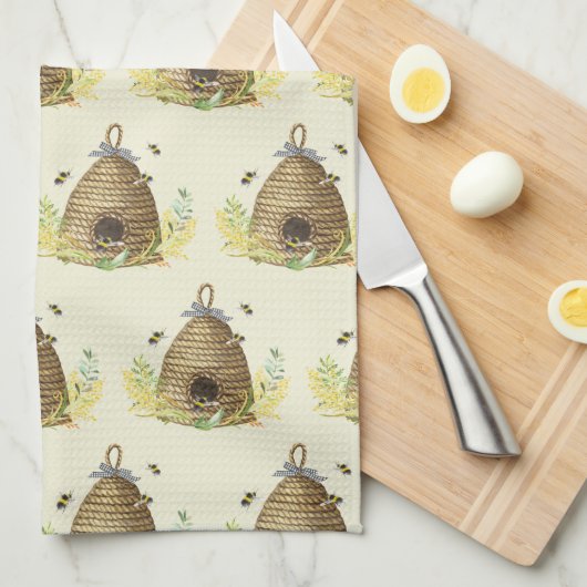 Rustikale Honigbiene Geschirrtuch (Viertel Falte)