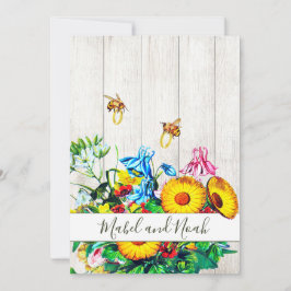 Rustikale Honigbienen Hochzeit Gold Öko Einladung