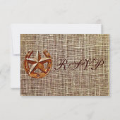 Rustikale Horseshoe Star Burlap Wedding RSVP Cards Karte (Rückseite)