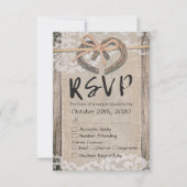 Rustikale Horseshoes Burlap Lace Wedding RSVP Antw (Vorderseite)