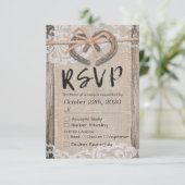 Rustikale Horseshoes Burlap Lace Wedding RSVP Antw (Stehend Vorderseite)