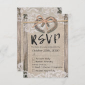 Rustikale Horseshoes Burlap Lace Wedding RSVP Antw (Vorne/Hinten)
