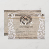 Rustikale Horseshoes Burlap Lace Wedding RSVP Antw (Vorne/Hinten)