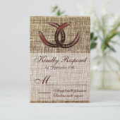 Rustikale Horseshoes Burlap Print Wedding RSVP Car (Stehend Vorderseite)