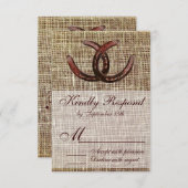 Rustikale Horseshoes Burlap Print Wedding RSVP Car (Vorne/Hinten)