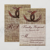 Rustikale Horseshoes Burlap Print Wedding RSVP Car Karte (Vorne/Hinten)