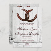 Rustikale Horseshoes Land Wood Wedding Einladungen (Vorne/Hinten)