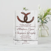 Rustikale Horseshoes Land Wood Wedding Einladungen (Stehend Vorderseite)