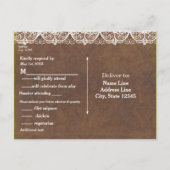 Rustikale Horseshos & Lace Country Western RSVP-Ka Einladungspostkarte (Rückseite)