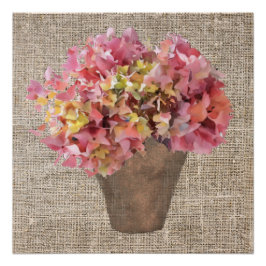 Rustikale Hortensie in Vase Blume auf Leinwand Poster