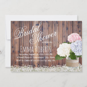 Rustikale Hortensien-Glas-Babys-Breath-Brautjungfe Einladung