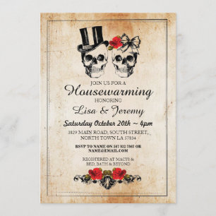 Rustikale Housewarming-Rosen-Schädel laden Einladung