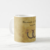 Rustikale Hufeisen auf einem abgenutzten Hintergru Kaffeetasse (Vorderseite Links)
