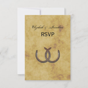 Rustikale Hufeisen auf unordentlichem Hintergrund RSVP Karte