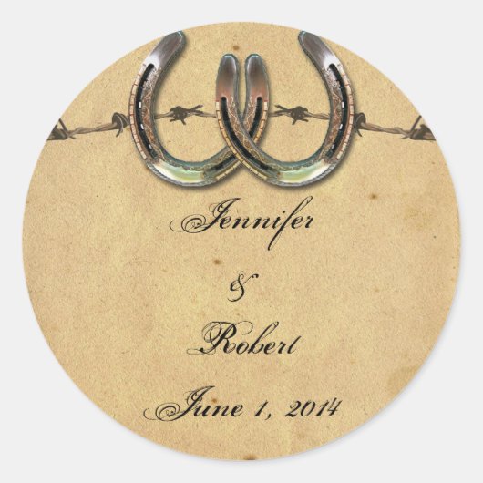 Rustikale Hufeisen Barbed Umschlag Aufkleber (Vorderseite)